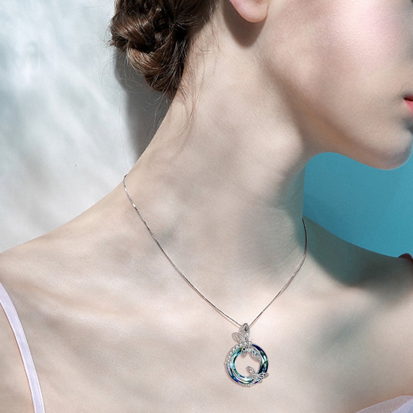 Sterling Silver Dragonfly Necklace Blue Crystal Birthday Anniversary Mothers Valentines Day Gifts for Women